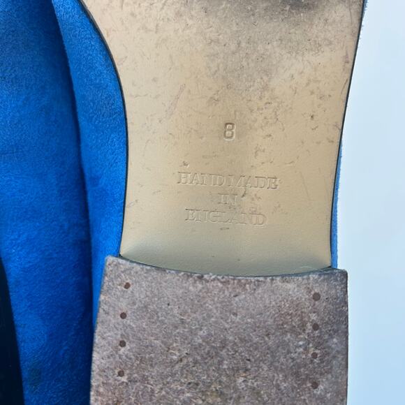 Shipton & Heneage Men’s Velvet Smoking Slippers Loafers Blue Palm Tree US 9 - Picture 8 of 9